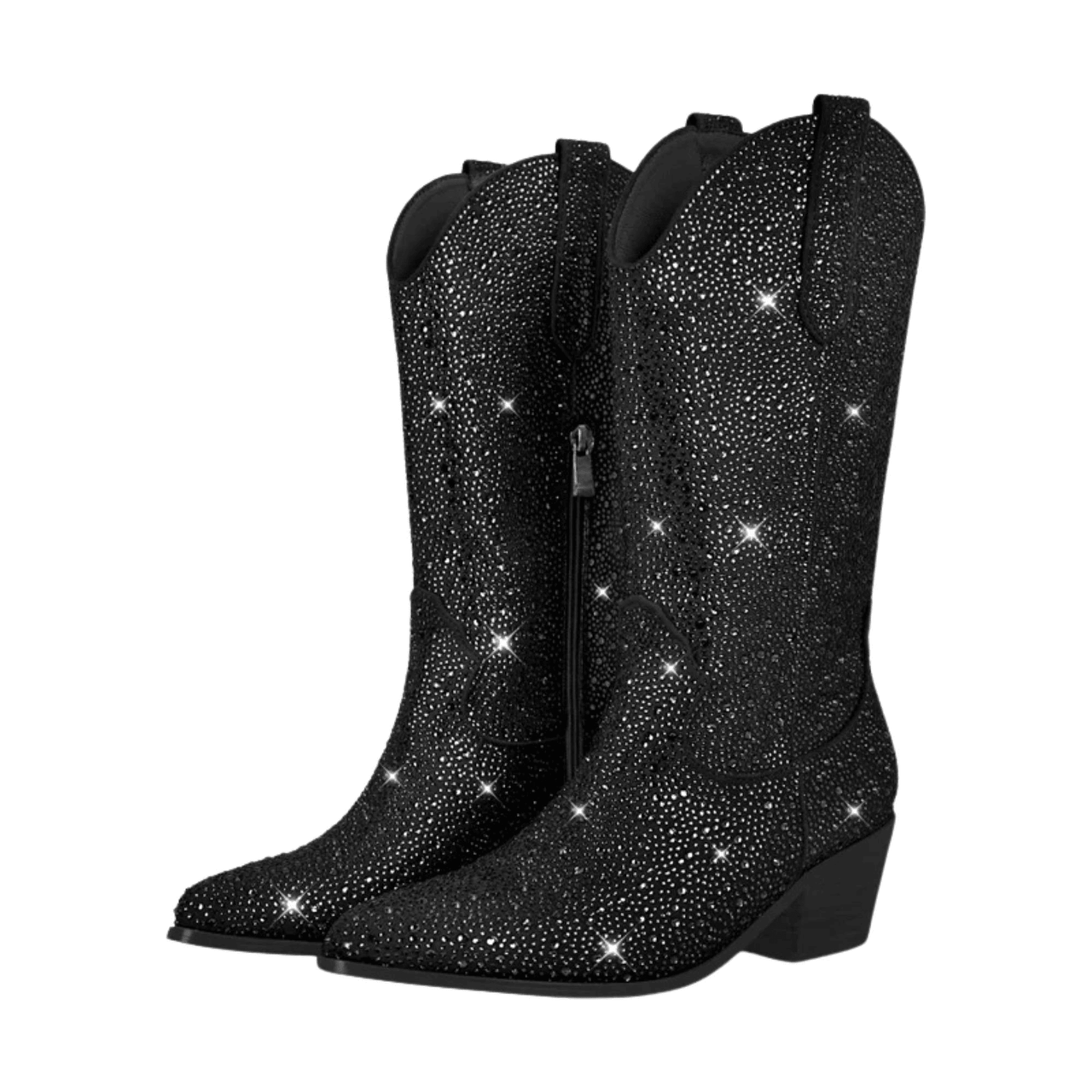 Women's Rhinestone Cowgirl Boots Side Zipper Knee High Boots Rhinestone Booties Glitter Bling Shiny Western Pointed Toe Block Heel Boots, Drestiny, United States, Boots, Heels, Cowirl Boots, USA, Australia, Canada, New Zealand, United Kingdom, UK, 5, 6, 7, 8, 9, 10, 11, 12, 13, 14, 15, Grey, Pink, Black-Red, Black, Pink-White, Green, Blue, White-Silver, rhinestone cowboy boots women, sparkly cowboy boots, rhinestone cowgirl boots, crystal cowboy boots, rhinestone embellished cowboy boots,shopdrestiny.com