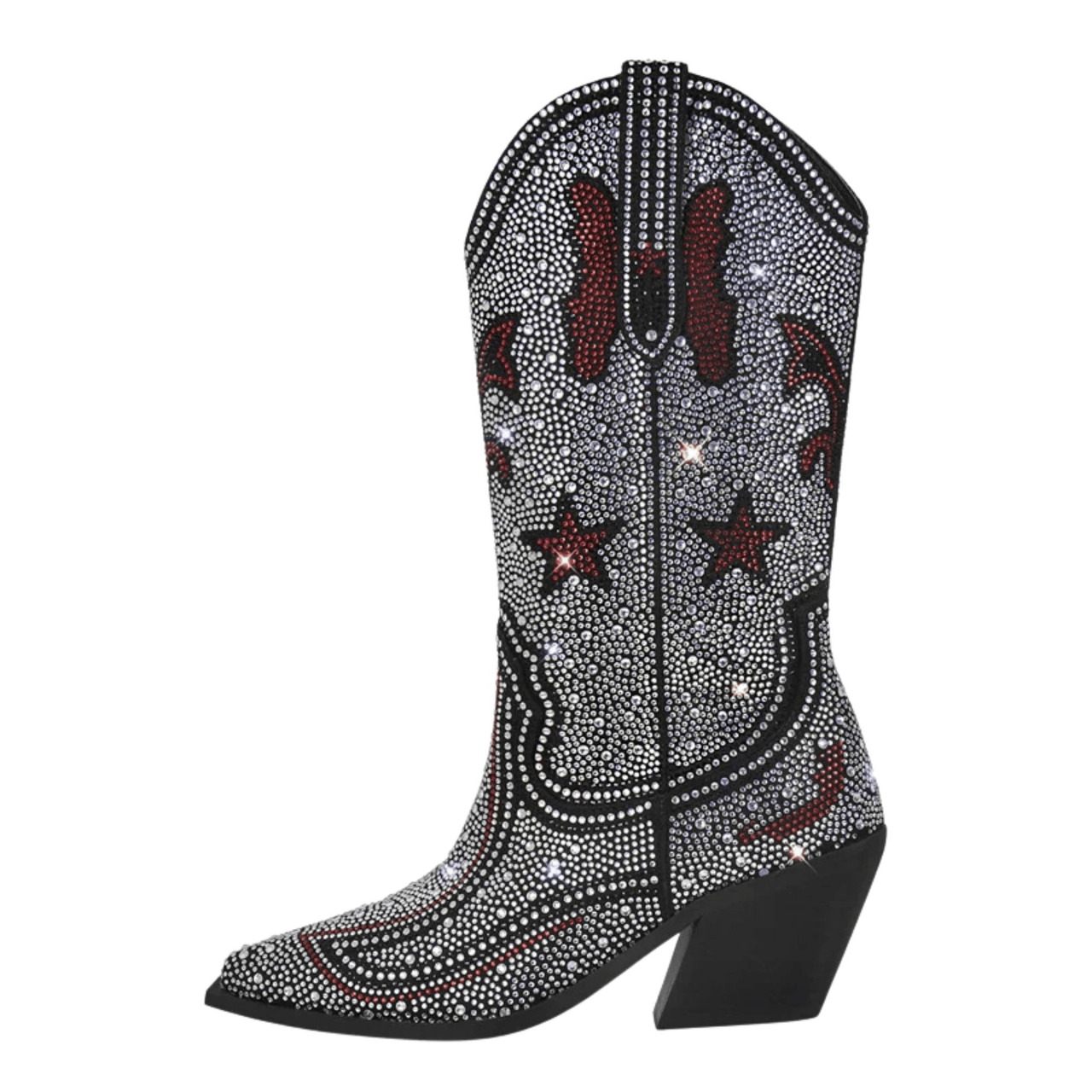 Women's Rhinestone Cowgirl Boots Side Zipper Knee High Boots Rhinestone Booties Glitter Bling Shiny Western Pointed Toe Block Heel Boots, Drestiny, United States, Boots, Heels, Cowirl Boots, USA, Australia, Canada, New Zealand, United Kingdom, UK, 5, 6, 7, 8, 9, 10, 11, 12, 13, 14, 15, Grey, Pink, Black-Red, Black, Pink-White, Green, Blue, White-Silver, rhinestone cowboy boots women, sparkly cowboy boots, rhinestone cowgirl boots, crystal cowboy boots, rhinestone embellished cowboy boots,shopdrestiny.com