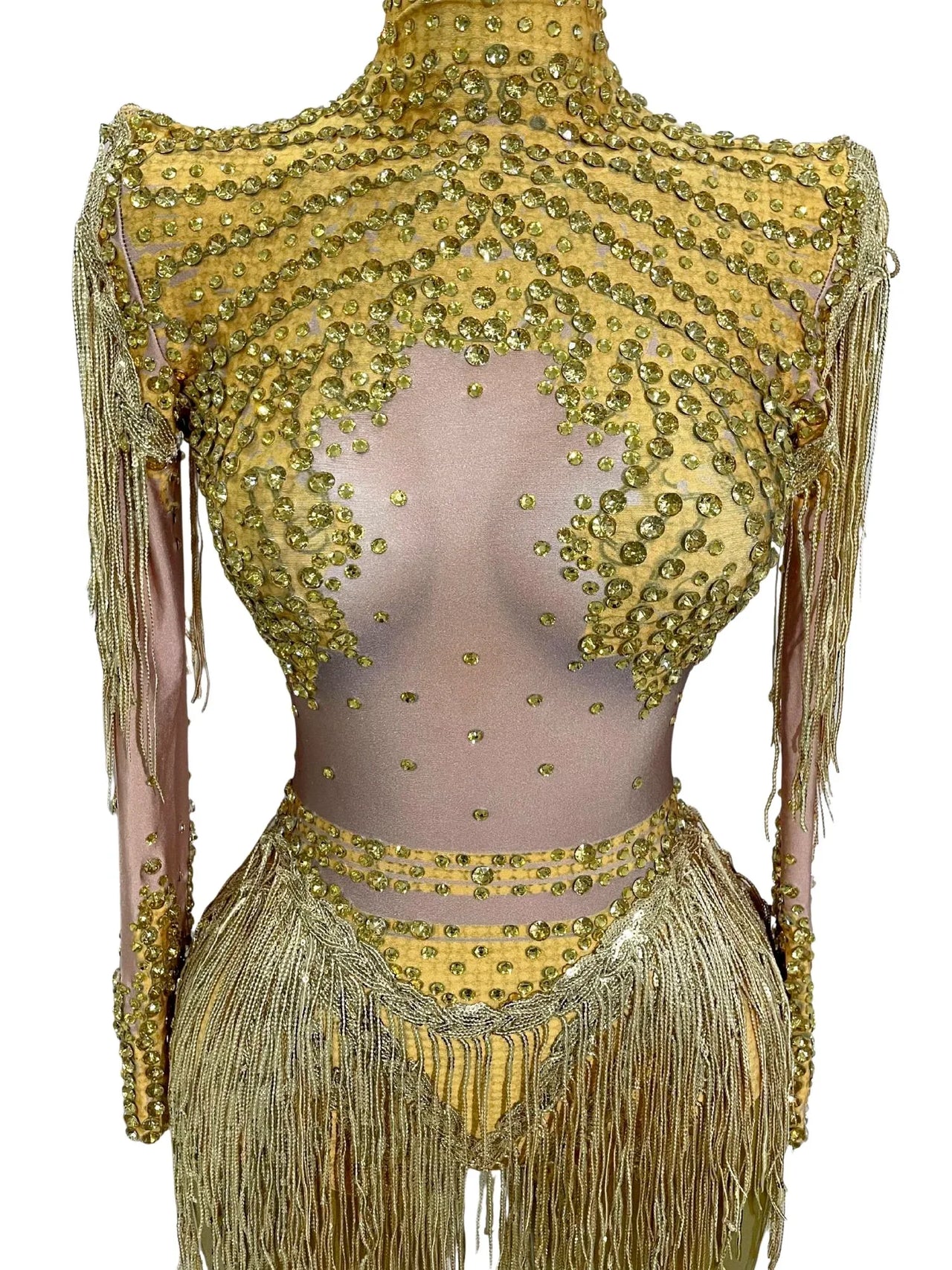Women's Rhinestone Sequin Bodysuit 2025 Tassel Birthday Party Nightclub Stage Performance Costume