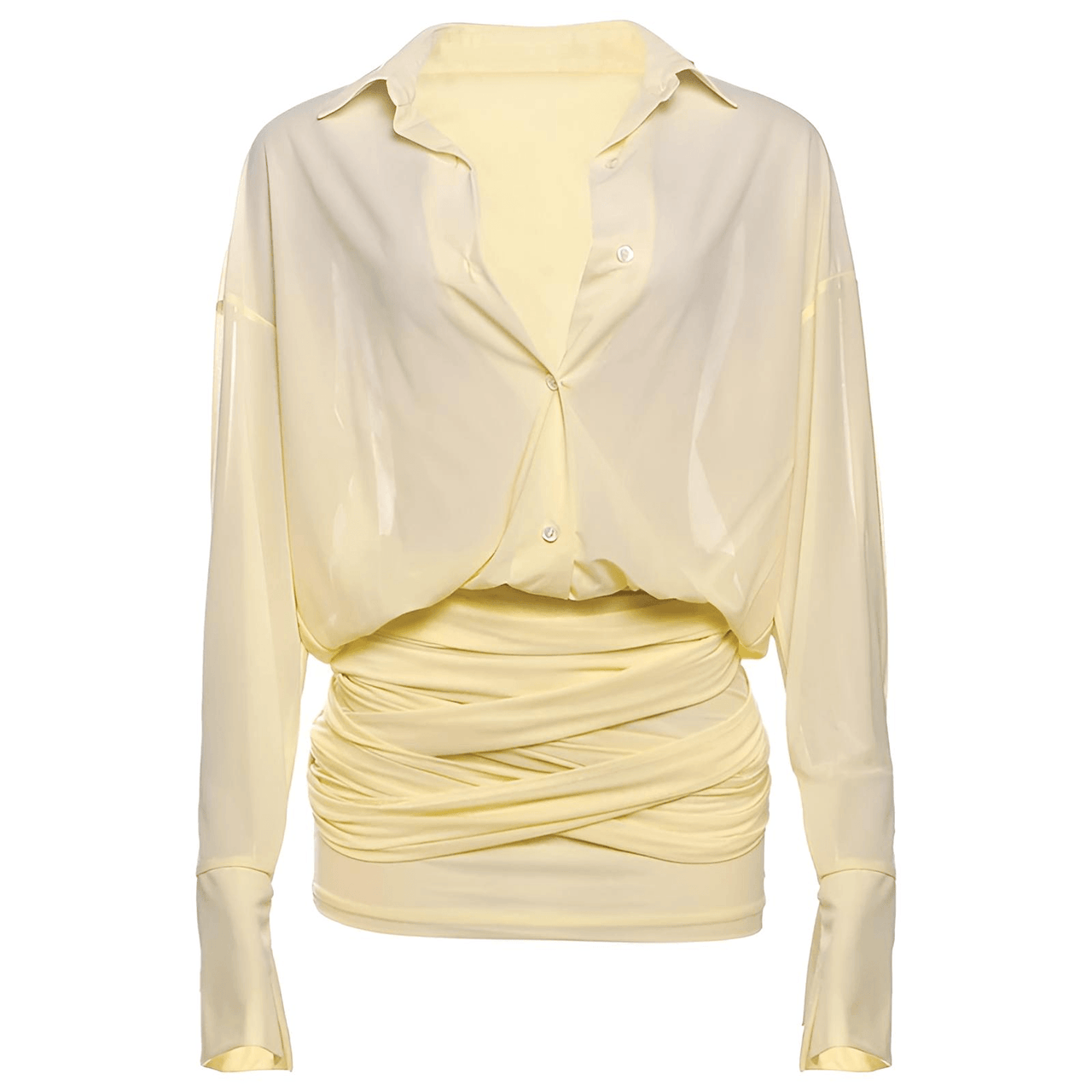 Women's Sheer Mini Dress Ruched Single-Breasted Full Sleeve Bandage Mini Bodycon Dress Trendy Streetwear, Drestiny, Mini Dresses, Long Sleeves, S, M, L, 4, 6 8, 10, Yellow, United States, USA, Australia, New Zealand, United Kingdom, UK, sheer mini dress, see through mini dress, sexy sheer mini dress, sheer bodycon mini dress, sheer party dress mini, sheer club dress mini, shopdrestiny.com