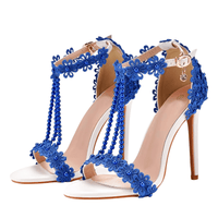 Thumbnail for Women's Sandals Flowers Pearls T-Tied Stilettos Wedding Shoes High Heel Bridal Pumps -, Heels , Drestiny , Australia, Blue, FR, Green, Heels, High Heels, Light Blue, New Zealand, Pink, Pumps, Purple, Red, Sandals, Stilettos, United Kingdom, United States, White, Yellow , Drestiny , www.shopdrestiny.com