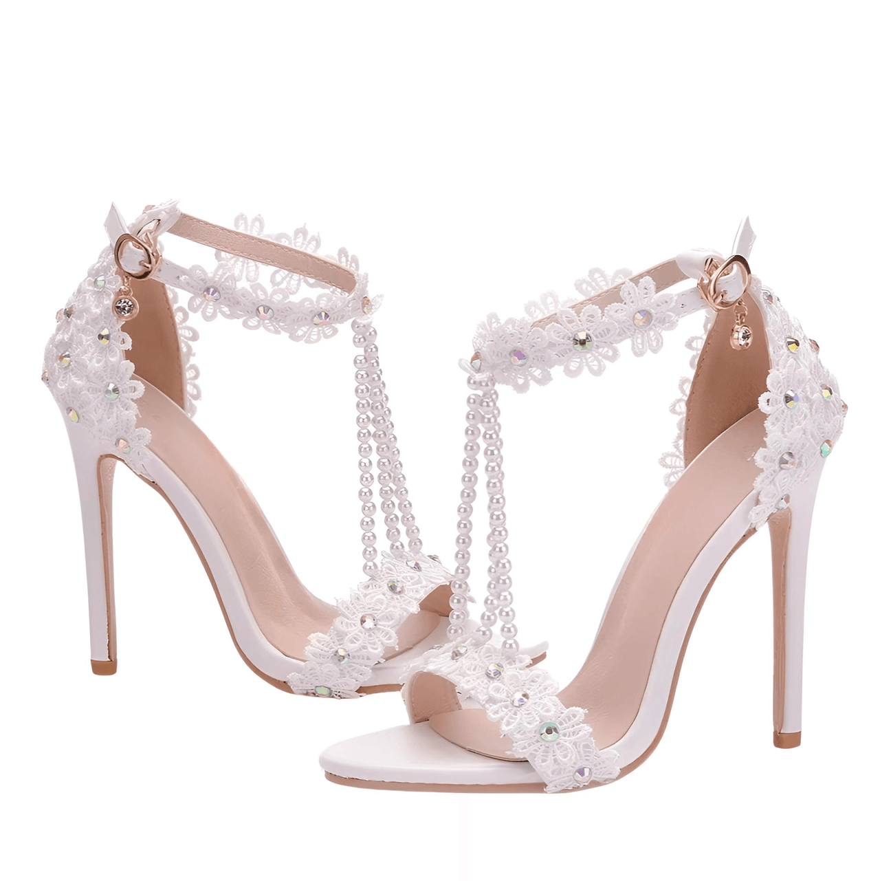 Women's Sandals Flowers Pearls T-Tied Stilettos Wedding Shoes High Heel Bridal Pumps -, Heels , Drestiny , Australia, Blue, FR, Green, Heels, High Heels, Light Blue, New Zealand, Pink, Pumps, Purple, Red, Sandals, Stilettos, United Kingdom, United States, White, Yellow , Drestiny , www.shopdrestiny.com