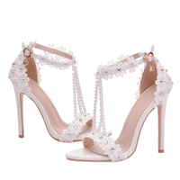 Thumbnail for Women's Sandals Flowers Pearls T-Tied Stilettos Wedding Shoes High Heel Bridal Pumps -, Heels , Drestiny , Australia, Blue, FR, Green, Heels, High Heels, Light Blue, New Zealand, Pink, Pumps, Purple, Red, Sandals, Stilettos, United Kingdom, United States, White, Yellow , Drestiny , www.shopdrestiny.com