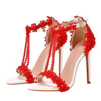 Thumbnail for Women's Sandals Flowers Pearls T-Tied Stilettos Wedding Shoes High Heel Bridal Pumps -, Heels , Drestiny , Australia, Blue, FR, Green, Heels, High Heels, Light Blue, New Zealand, Pink, Pumps, Purple, Red, Sandals, Stilettos, United Kingdom, United States, White, Yellow , Drestiny , www.shopdrestiny.com
