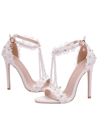 Thumbnail for Women's Sandals Flowers Pearls T-Tied Stilettos Wedding Shoes High Heel Bridal Pumps -, Heels , Drestiny , Australia, Blue, FR, Green, Heels, High Heels, Light Blue, New Zealand, Pink, Pumps, Purple, Red, Sandals, Stilettos, United Kingdom, United States, White, Yellow , Drestiny , www.shopdrestiny.com