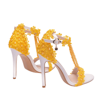 Thumbnail for Women's Sandals Flowers Pearls T-Tied Stilettos Wedding Shoes High Heel Bridal Pumps -, Heels , Drestiny , Australia, Blue, FR, Green, Heels, High Heels, Light Blue, New Zealand, Pink, Pumps, Purple, Red, Sandals, Stilettos, United Kingdom, United States, White, Yellow , Drestiny , www.shopdrestiny.com