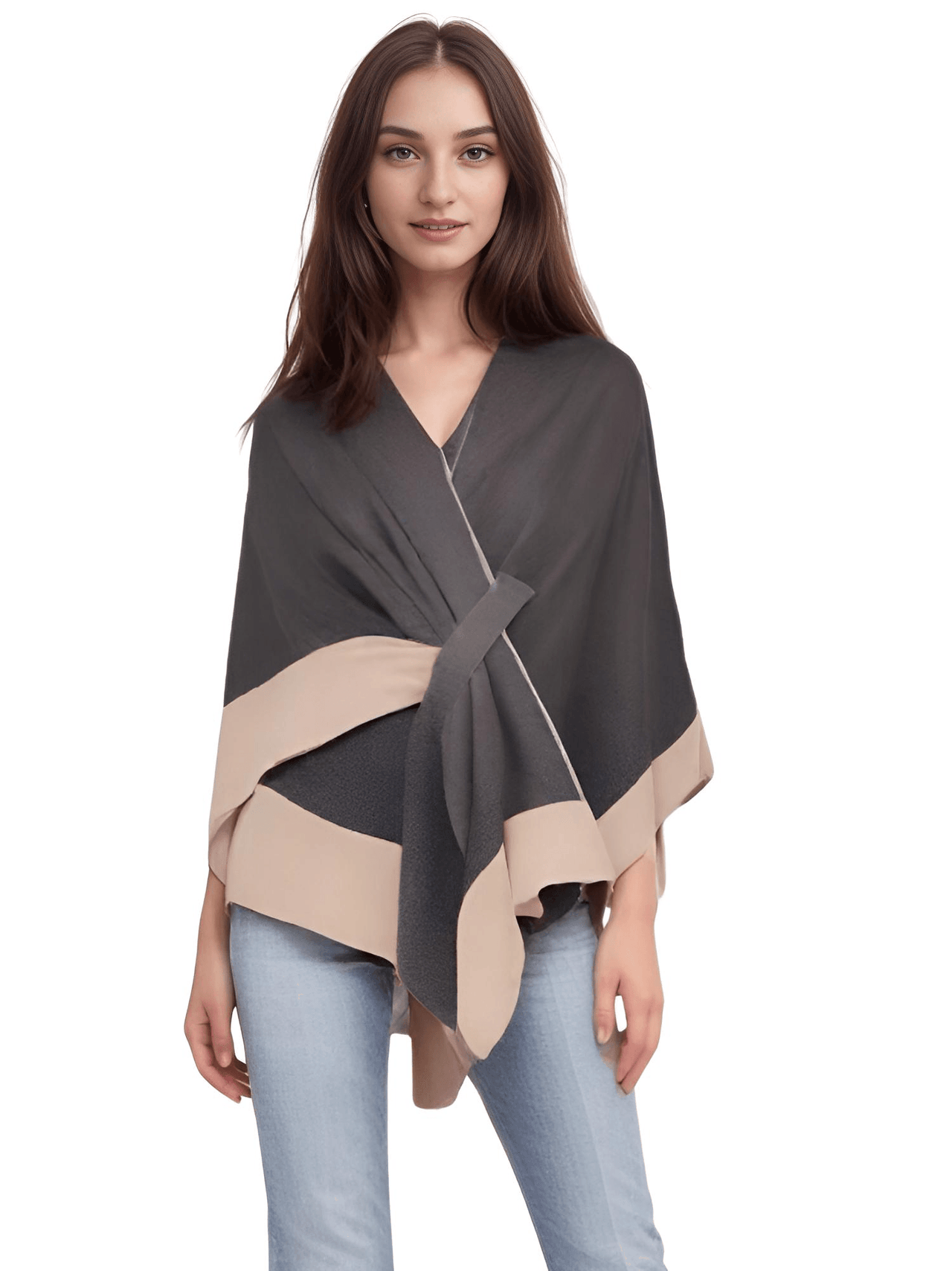 Women's Scarf with Two Color Pattern Split Shawls For Women Warm and Fashionable Luxury Designer Women -, Shawl , Drestiny , Australia, Black, Blue, Brown, Canada, Dark Blue, Dark Brown, Dark Grey, Green, Grey, Khaki, Light Blue, Light Brown, Navy, New Zealand, Off White, Orange, Ponchos, Red, Scarves, Shawls, Tan, United Kingdom, United States, White, Wine Red , Drestiny , www.shopdrestiny.com