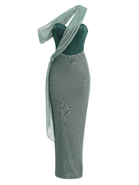 Thumbnail for Women's Sexy One Shoulder Corset Draped Long Dress Glitter Sparkly Backless Bodycon Evening Maxi Party Gowns -, Dress , Drestiny , 10, 4, 6, 8, Ankle Length Dresses, Brown, FR, Green, L, M, Maxi Dresses, Off Shoulder, S, Sleeveless, Strapless, United Kingdom, United States , Drestiny , www.shopdrestiny.com