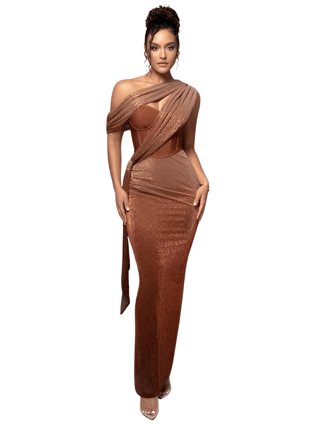 Women's Sexy One Shoulder Corset Draped Long Dress Glitter Sparkly Backless Bodycon Evening Maxi Party Gowns -, Dress , Drestiny , 10, 4, 6, 8, Ankle Length Dresses, Brown, FR, Green, L, M, Maxi Dresses, Off Shoulder, S, Sleeveless, Strapless, United Kingdom, United States , Drestiny , www.shopdrestiny.com