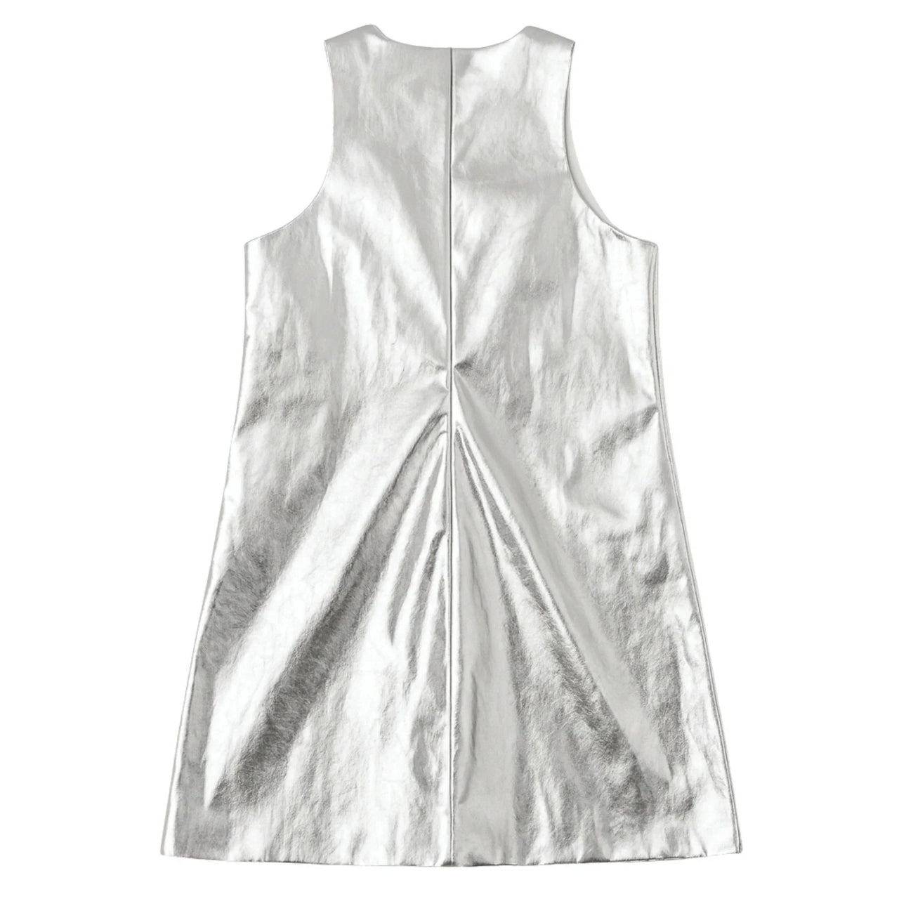 Silver metallic dress on a white background