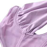 Thumbnail for Close-up of a lavender ballet outfit with mesh panels on a white background