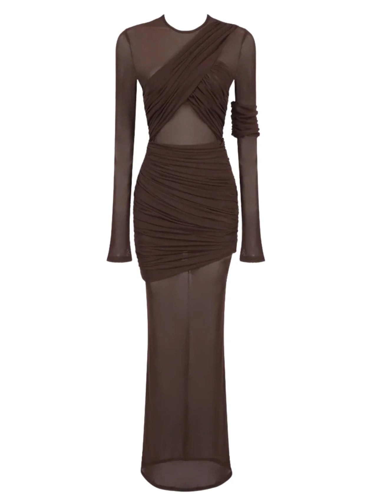 Women's Sheer Maxi Dress Sexy Ruched Long Sleeve Bodycon Party Club Evening Dresses Elegant, Drestiny, Maxi Dresses, Long Sleeves, Claret, Dark Red, Wine Red, Brown, Dark Brown, Coffee, Beige, Off White, S, M, L, United States, Australia, FR, United Kingdom, shopdrestiny.com