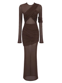 Thumbnail for Women's Sheer Maxi Dress Sexy Ruched Long Sleeve Bodycon Party Club Evening Dresses Elegant, Drestiny, Maxi Dresses, Long Sleeves, Claret, Dark Red, Wine Red, Brown, Dark Brown, Coffee, Beige, Off White, S, M, L, United States, Australia, FR, United Kingdom, shopdrestiny.com