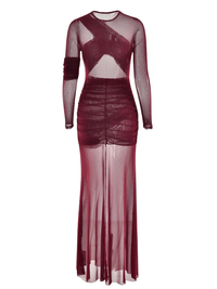 Thumbnail for Women's Sheer Maxi Dress Sexy Ruched Long Sleeve Bodycon Party Club Evening Dresses Elegant, Drestiny, Maxi Dresses, Long Sleeves, Claret, Dark Red, Wine Red, Brown, Dark Brown, Coffee, Beige, Off White, S, M, L, United States, Australia, FR, United Kingdom, shopdrestiny.com