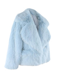 Thumbnail for Women's Short Pink Faux Fur Coat With Big Collar and Pockets Fluffy Jacket For Women, Drestiny, pink faux fur jacket women short, short pink faux fur coat for winter, affordable pink faux fur coat short, women's short pink faux fur coat UK,  pink faux fur jacket short winter, Coats, Long Sleeves, United States, USA, Canada, Australia, New Zealand, United Kingdom, XS, S, M, L, Pink, Sky Blue, White, Black, shopdrestiny.com