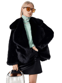 Thumbnail for Women's Short Black Faux Fur Coat With Big Collar and Pockets Fluffy Jacket For Women, Drestiny, pink faux fur jacket women short, short pink faux fur coat for winter, affordable pink faux fur coat short, women's short pink faux fur coat UK,  pink faux fur jacket short winter, Coats, Long Sleeves, United States, USA, Canada, Australia, New Zealand, United Kingdom, XS, S, M, L, Pink, Sky Blue, White, Black, shopdrestiny.com