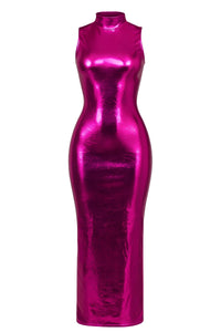 Thumbnail for Shiny pink maxi dress on a white background