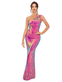 Thumbnail for Women's Stretchy One Shoulder Sleeveless Sequined Maxi Dress -, Dress , Drestiny , 10, 12, 6, 8, Australia, Blue, Dark Blue, FR, Green, L, Light Blue, M, Maxi Dresses, New Zealand, One Shoulder, S, Sky Blue, Sleeveless, United Kingdom, United States, XL , Drestiny , www.shopdrestiny.com