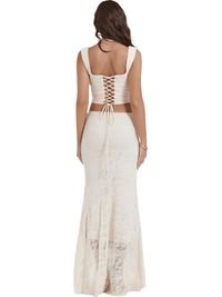 Thumbnail for Women's Summer 2-Piece Set Women's Outfits Elegant Formal Events Wedding Guest Dresses Sexy Cropped Top and Skirt, Drestiny, Skirt Sets, Sets, Skirts, Casual Shirts, Dress Shirts, Maxi Skirt, Sleeveless, Crop Tops, Corsets, Beige, Antique White, XS, S, M, L, United States, USA, Canada, Australia, New Zealand, United Kingdom, UK, women's summer casual 2-piece set, women's summer vacation 2-piece set, women's summer matching set, women's summer crop top and skirt set, shopdrestiny.com
