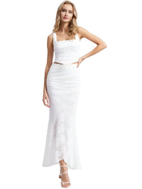 Thumbnail for Women's Summer 2-Piece Set Women's Outfits Elegant Formal Events Wedding Guest Dresses Sexy Cropped Top and Skirt, Drestiny, Skirt Sets, Sets, Skirts, Casual Shirts, Dress Shirts, Maxi Skirt, Sleeveless, Crop Tops, Corsets, Beige, Antique White, XS, S, M, L, United States, USA, Canada, Australia, New Zealand, United Kingdom, UK, women's summer casual 2-piece set, women's summer vacation 2-piece set, women's summer matching set, women's summer crop top and skirt set, shopdrestiny.com