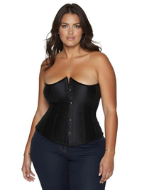Thumbnail for Woman wearing a black corset on a white background