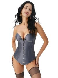 Thumbnail for Women's Trendy Corset Tops Underbust Waist Cincher Workout Shape Body Belt Shapewear Corsets and Bustiers Plus Size Women, Drestiny, Gray Corset Top, United States, USA, Canada, Australia, New Zealand, United Kingdom, UK, Corsets, Strapless, Sleeveless, Off shoulder, XS, S, M, L, XL, XXL, 3XL, 4XL, 5XL, 6XL, 7XL, Pink, Black, Blue, Coffee, Grey, Green, Khaki, Purple, Red, White, Dark Purple, corset top, cute corset tops, sexy corset tops, corset top UK, bustier top, going out corset top, shopdrestiny.com