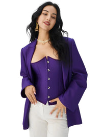 Thumbnail for Women's Trendy Corset Tops Underbust Waist Cincher Workout Shape Body Belt Shapewear Corsets and Bustiers Plus Size Women, Drestiny, Purple Corset Top, United States, USA, Canada, Australia, New Zealand, United Kingdom, UK, Corsets, Strapless, Sleeveless, Off shoulder, XS, S, M, L, XL, XXL, 3XL, 4XL, 5XL, 6XL, 7XL, Pink, Black, Blue, Coffee, Grey, Green, Khaki, Purple, Red, White, Dark Purple, corset top, cute corset tops, sexy corset tops, corset top UK, bustier top, going out corset top, shopdrestiny.com