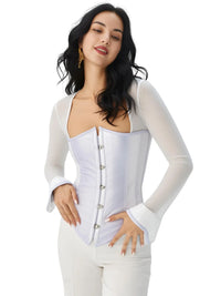 Thumbnail for Women's Trendy Corset Tops Underbust Waist Cincher Workout Shape Body Belt Shapewear Corsets and Bustiers Plus Size Women, Drestiny, White Corset Top, United States, USA, Canada, Australia, New Zealand, United Kingdom, UK, Corsets, Strapless, Sleeveless, Off shoulder, XS, S, M, L, XL, XXL, 3XL, 4XL, 5XL, 6XL, 7XL, Pink, Black, Blue, Coffee, Grey, Green, Khaki, Purple, Red, White, Dark Purple, corset top, cute corset tops, sexy corset tops, corset top UK, bustier top, going out corset top, shopdrestiny.com