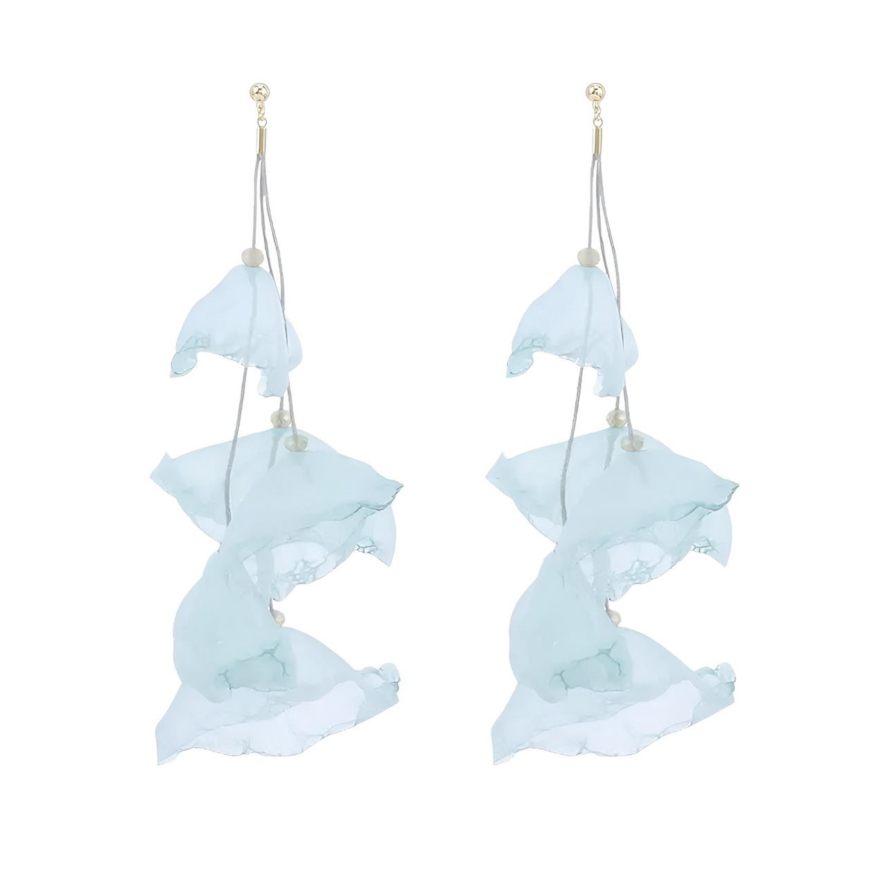 Boho-Chic Tulle Cloth Women's Flower Earrings - "Must Have*