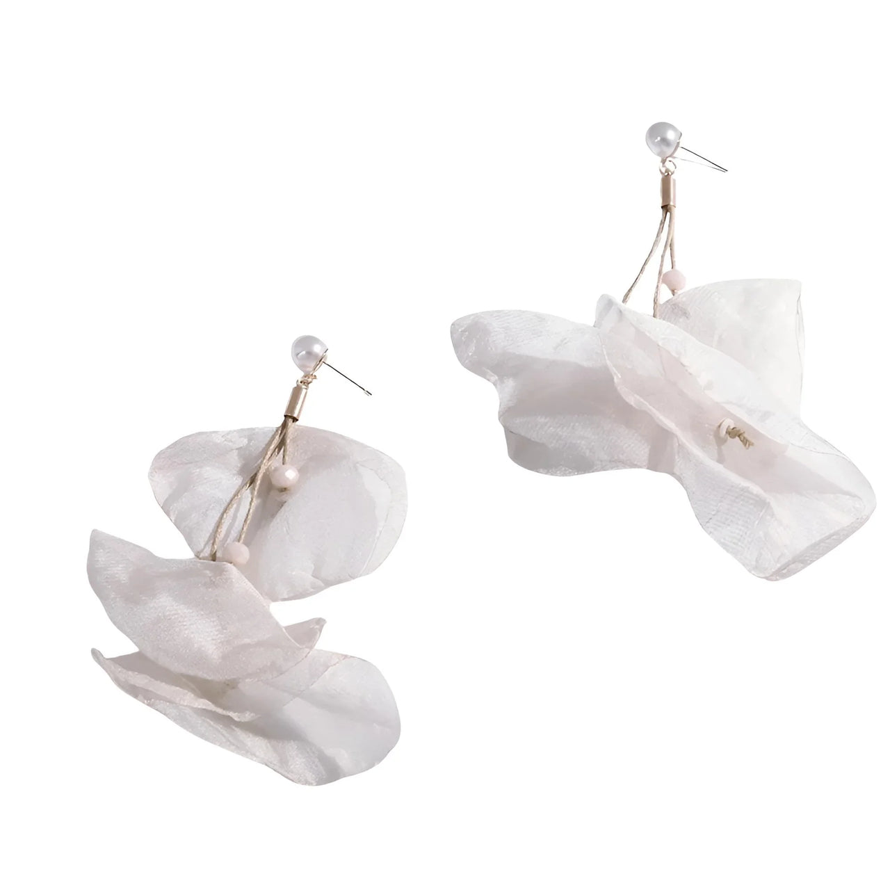 Boho-Chic Tulle Cloth Women's Flower Earrings - "Must Have*