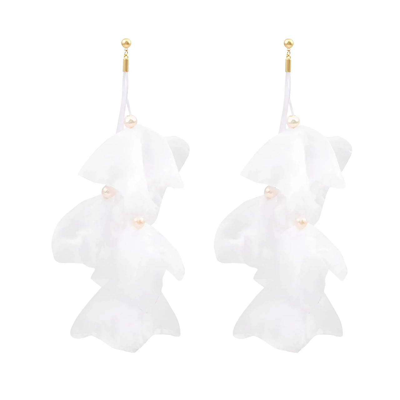 Boho-Chic Tulle Cloth Women's Flower Earrings - "Must Have*