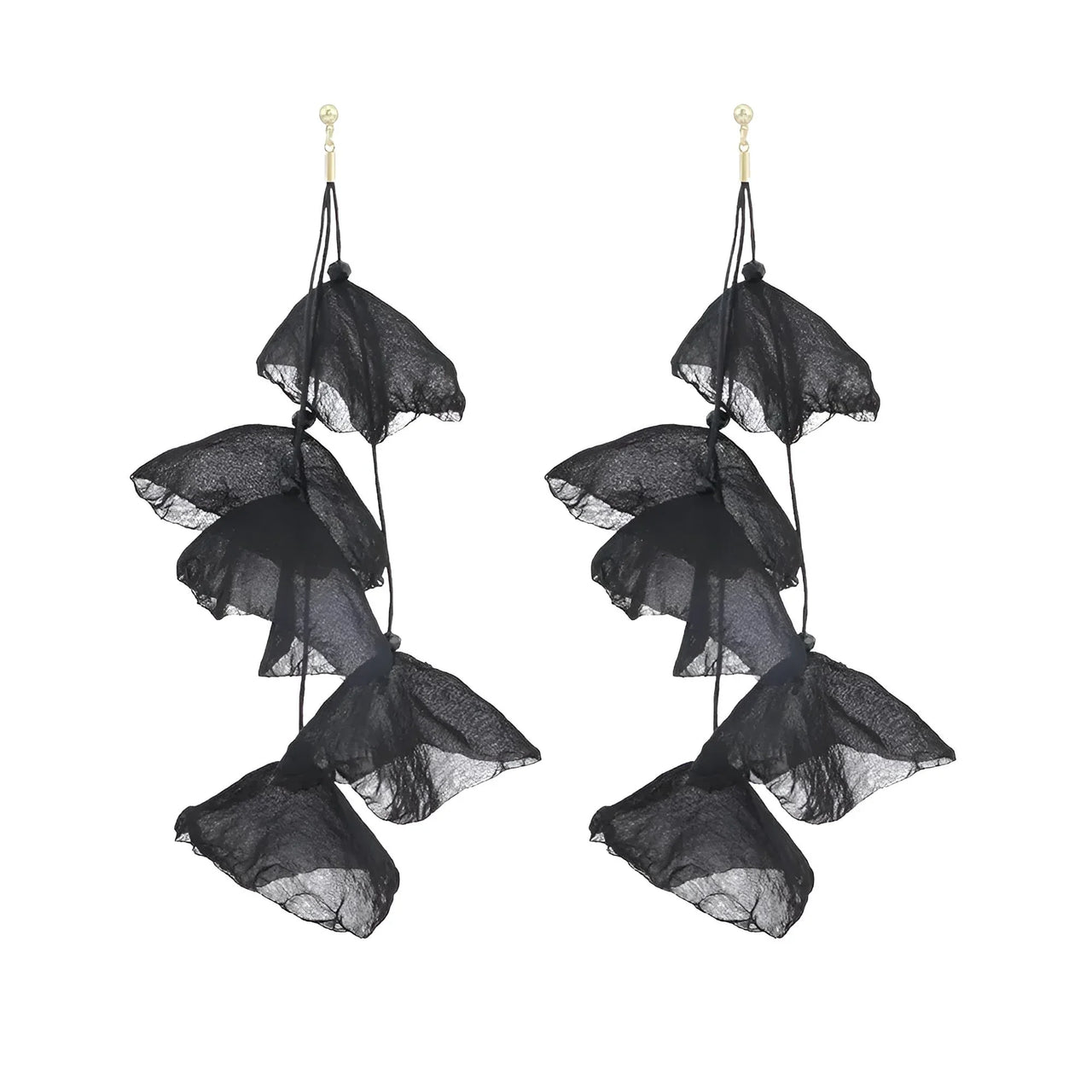 Boho-Chic Tulle Cloth Women's Flower Earrings - "Must Have*