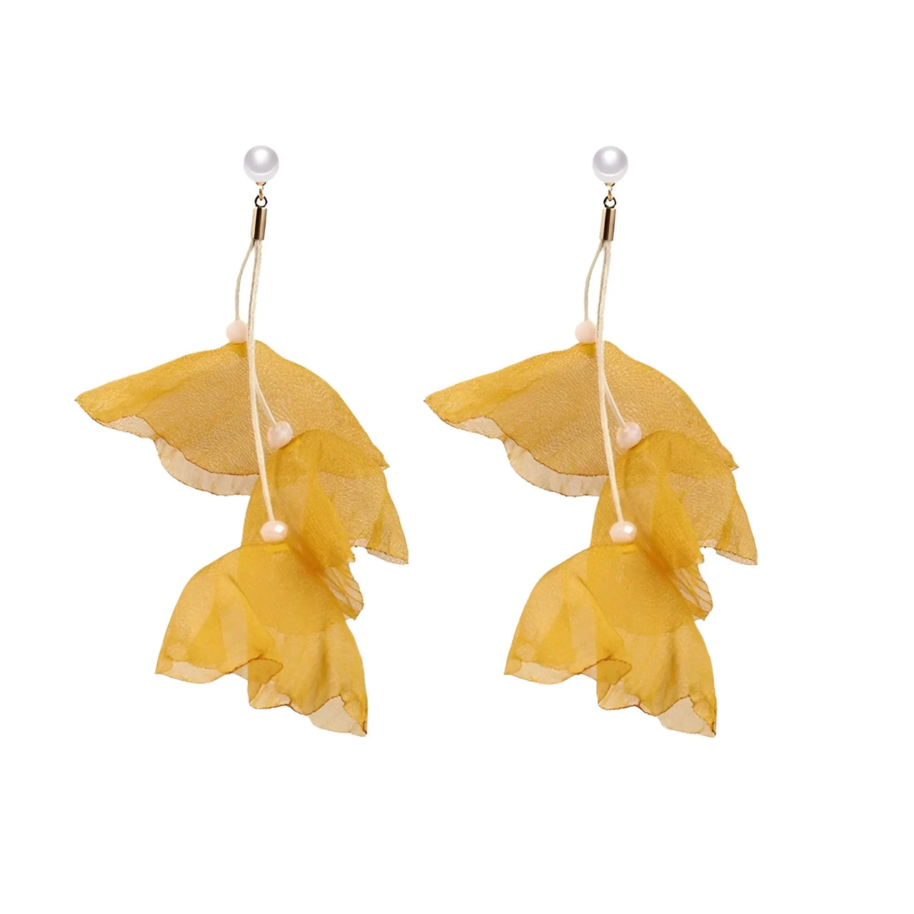 Boho-Chic Tulle Cloth Women's Flower Earrings - "Must Have*