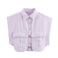 Thumbnail for Lavender shirt with button details on a white background