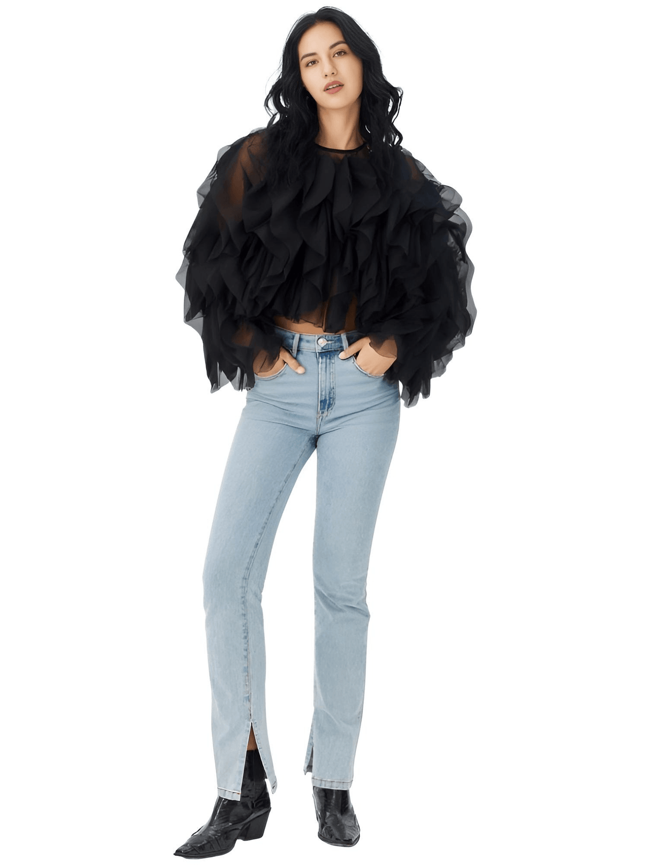 Women's Vintage Ruffle Shirt O Neck Lantern Long Sleeve Solid Elegant Blouse Female Fashion New Jellyfish Style, Blouses, Casual Shirts, Long Sleeves, S, M, L, XL, United States, Drestiny, USA, Canada, Australia, New Zealand, United Kingdom, UK, Black, Pink, Deep Pink, Light Blue, Apricot, Light Yellow, vintage ruffle blouse women's, retro ruffle shirt for women, women's frilly vintage shirt, retro ruffle top, black ruffle blouse, shopdrestiny.com