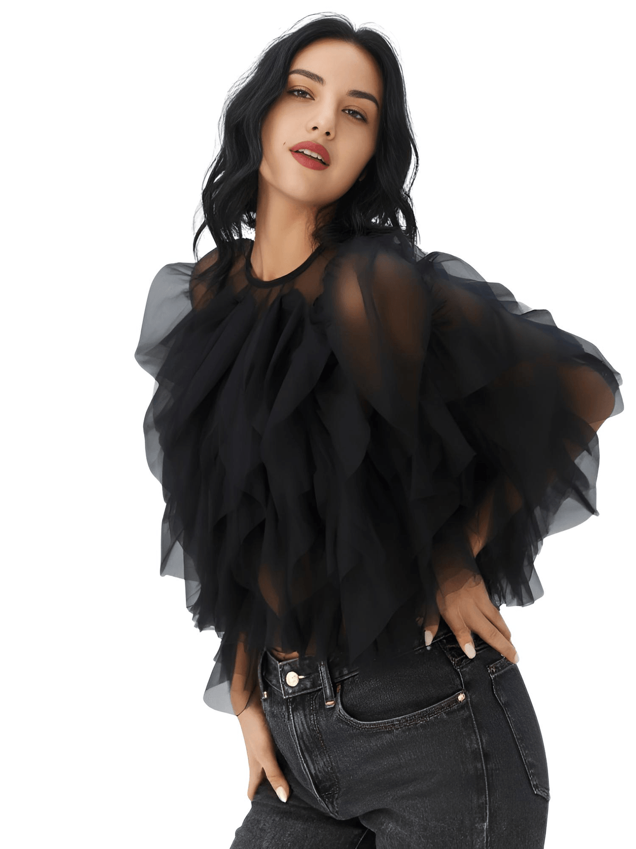 Women's Vintage Ruffle Shirt O Neck Lantern Long Sleeve Solid Elegant Blouse Female Fashion New Jellyfish Style, Blouses, Casual Shirts, Long Sleeves, S, M, L, XL, United States, Drestiny, USA, Canada, Australia, New Zealand, United Kingdom, UK, Black, Pink, Deep Pink, Light Blue, Apricot, Light Yellow, vintage ruffle blouse women's, retro ruffle shirt for women, women's frilly vintage shirt, retro ruffle top, black ruffle blouse, shopdrestiny.com