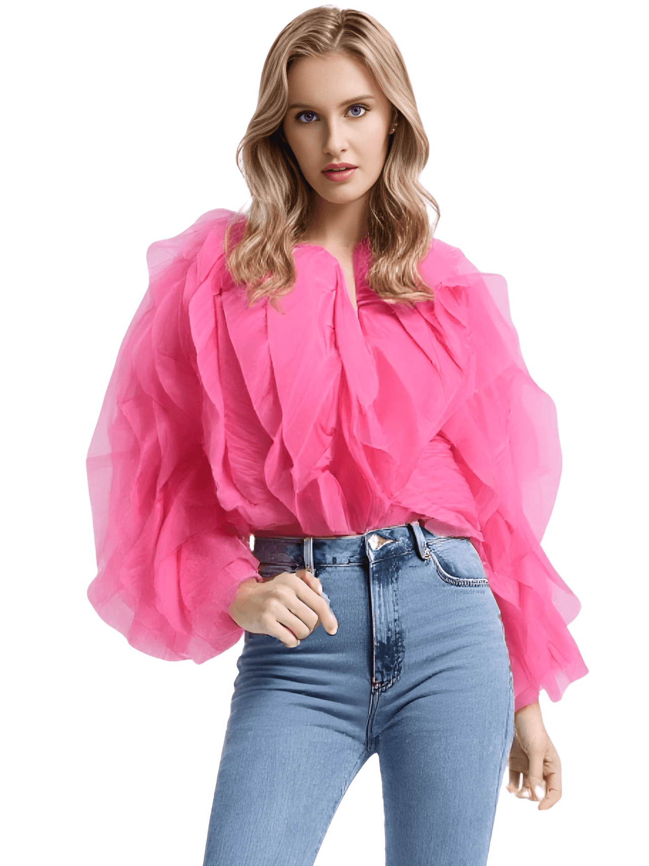 Women's Vintage Ruffle Shirt O Neck Lantern Long Sleeve Solid Elegant Blouse Female Fashion New Jellyfish Style, Blouses, Casual Shirts, Long Sleeves, S, M, L, XL, United States, Drestiny, USA, Canada, Australia, New Zealand, United Kingdom, UK, Black, Pink, Deep Pink, Light Blue, Apricot, Light Yellow, vintage ruffle blouse women's, retro ruffle shirt for women, women's frilly vintage shirt, retro ruffle top, hot pink ruffle blouse, shopdrestiny.com