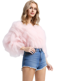 Thumbnail for Women's Vintage Ruffle Shirt O Neck Lantern Long Sleeve Solid Elegant Blouse Female Fashion New Jellyfish Style, Blouses, Casual Shirts, Long Sleeves, S, M, L, XL, United States, Drestiny, USA, Canada, Australia, New Zealand, United Kingdom, UK, Black, Pink, Deep Pink, Light Blue, Apricot, Light Yellow, vintage ruffle blouse women's, retro ruffle shirt for women, women's frilly vintage shirt, retro ruffle top, pink ruffle blouse, shopdrestiny.com