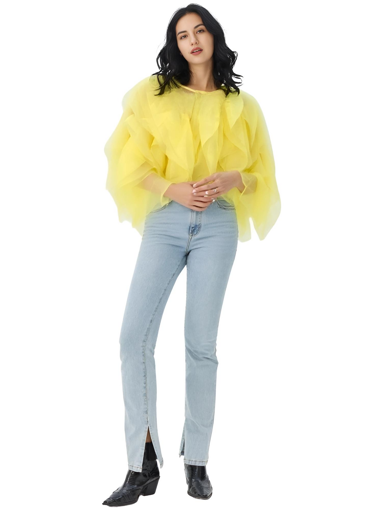 Women's Vintage Ruffle Shirt O Neck Lantern Long Sleeve Solid Elegant Blouse Female Fashion New Jellyfish Style, Blouses, Casual Shirts, Long Sleeves, S, M, L, XL, United States, Drestiny, USA, Canada, Australia, New Zealand, United Kingdom, UK, Black, Pink, Deep Pink, Light Blue, Apricot, Light Yellow, vintage ruffle blouse women's, retro ruffle shirt for women, women's frilly vintage shirt, retro ruffle top, yellow ruffle blouse, shopdrestiny.com