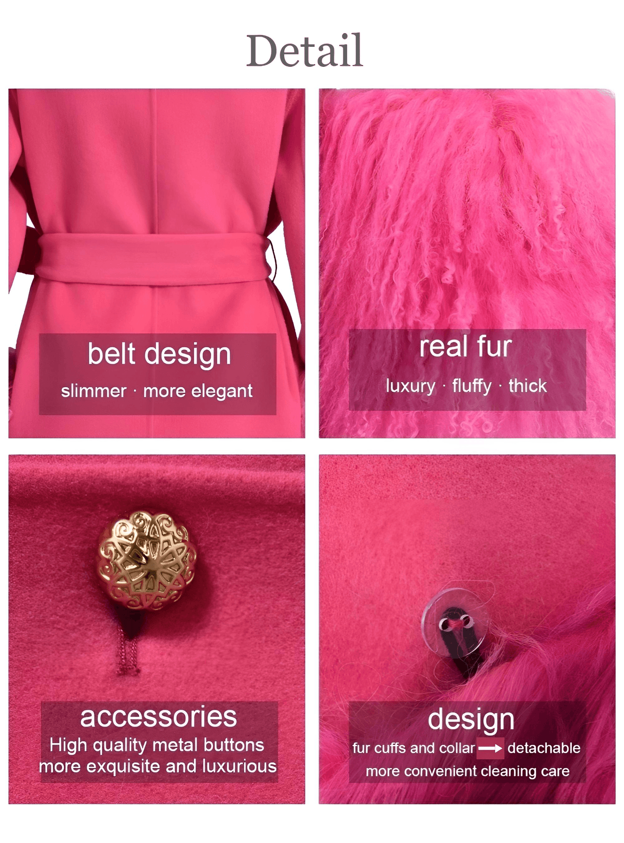 Women's Wool Cashmere Coat With Real Mongolian Sheep Fur Collar and Cuffs Ladies Double Faced Coats Belted Winter Fall Long Coat -, Coats , Drestiny , Australia, Black, Blue, Brown, Coats, Coffee, Dark Brown, Fuchsia, Green, Khaki, L, Light Grey, Light Purple, Lilac, M, Mint, Mint Green, Neon Green, Orange, Pink, Purple, Red, Royal Blue, S, Teal, United Kingdom, United States, Violet Red, White, XL, XXL , Drestiny , www.shopdrestiny.com