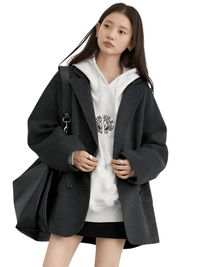 Thumbnail for Women's Woolen Coats Loose Casual Double Breasted Retro Jacket Office Lady Outerwear -, Coats & Jackets , Drestiny , Australia, Brown, Canada, Coats, Dark Grey, Green, Grey, Jackets, L, Light Brown, M, New Zealand, S, United Kingdom, United States, XL, XXL , Drestiny , www.shopdrestiny.com