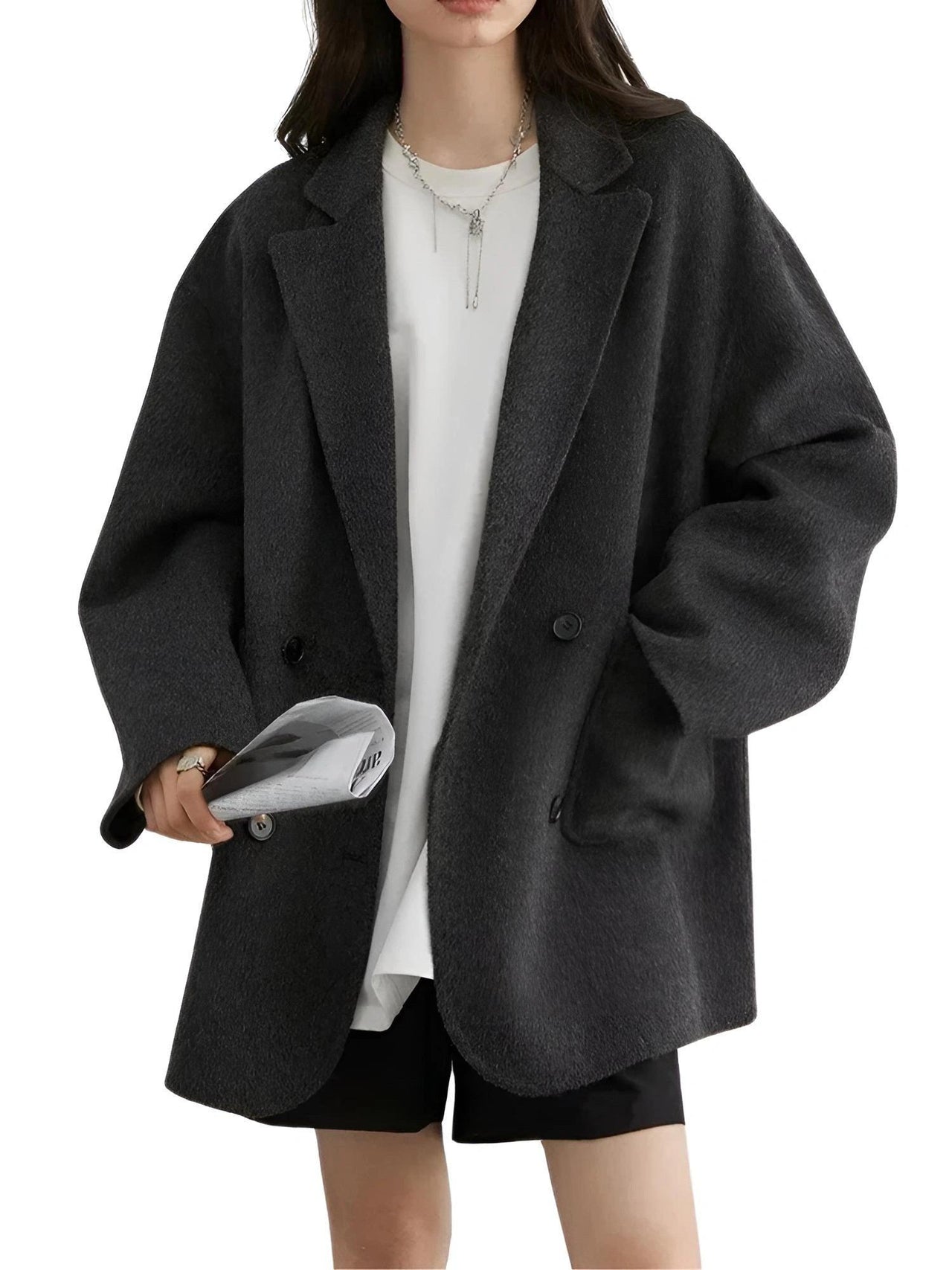 Women's Woolen Coats Loose Casual Double Breasted Retro Jacket Office Lady Outerwear -, Coats & Jackets , Drestiny , Australia, Brown, Canada, Coats, Dark Grey, Green, Grey, Jackets, L, Light Brown, M, New Zealand, S, United Kingdom, United States, XL, XXL , Drestiny , www.shopdrestiny.com