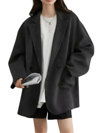 Thumbnail for Women's Woolen Coats Loose Casual Double Breasted Retro Jacket Office Lady Outerwear -, Coats & Jackets , Drestiny , Australia, Brown, Canada, Coats, Dark Grey, Green, Grey, Jackets, L, Light Brown, M, New Zealand, S, United Kingdom, United States, XL, XXL , Drestiny , www.shopdrestiny.com