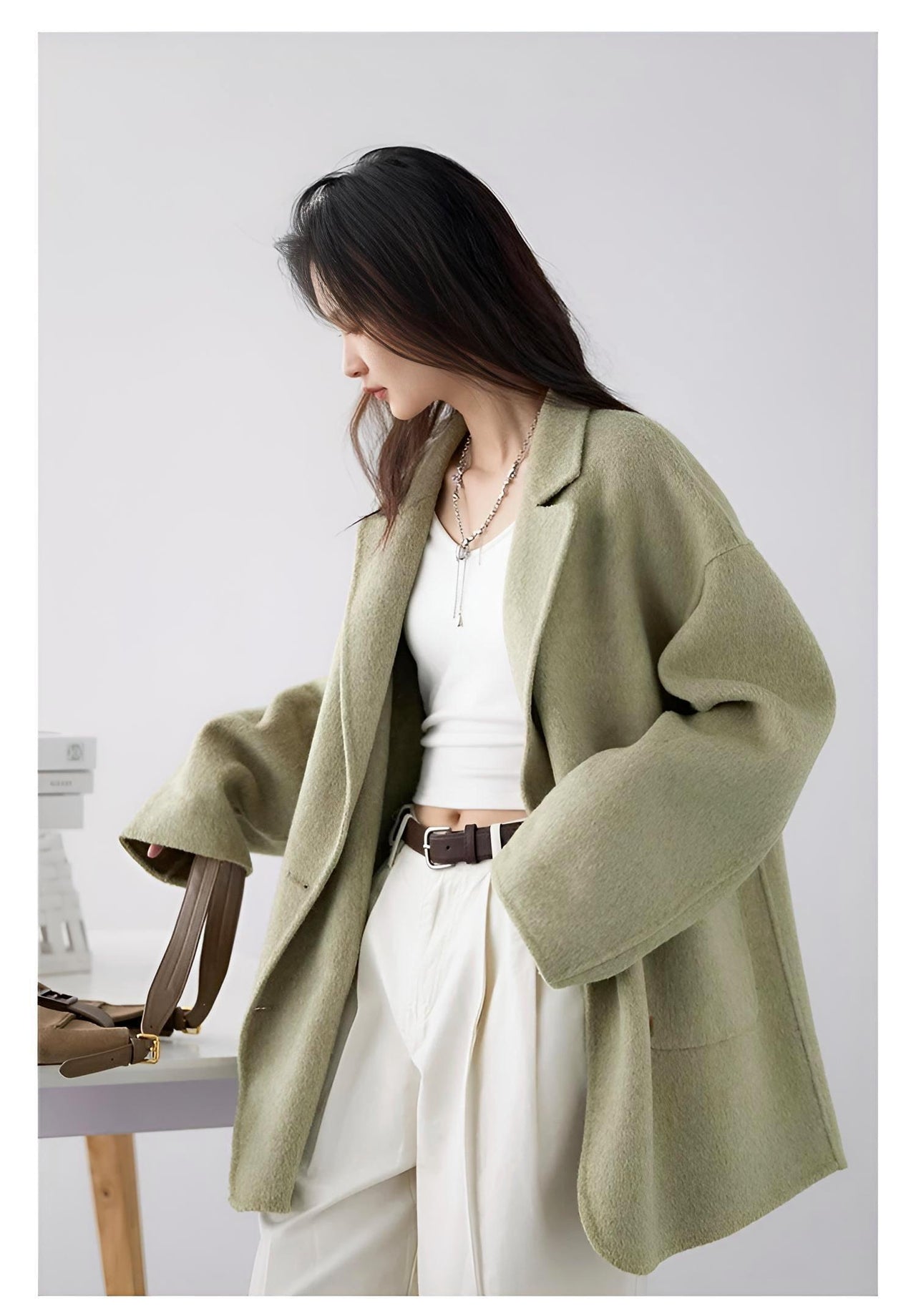 Women's Woolen Coats Loose Casual Double Breasted Retro Jacket Office Lady Outerwear -, Coats & Jackets , Drestiny , Australia, Brown, Canada, Coats, Dark Grey, Green, Grey, Jackets, L, Light Brown, M, New Zealand, S, United Kingdom, United States, XL, XXL , Drestiny , www.shopdrestiny.com