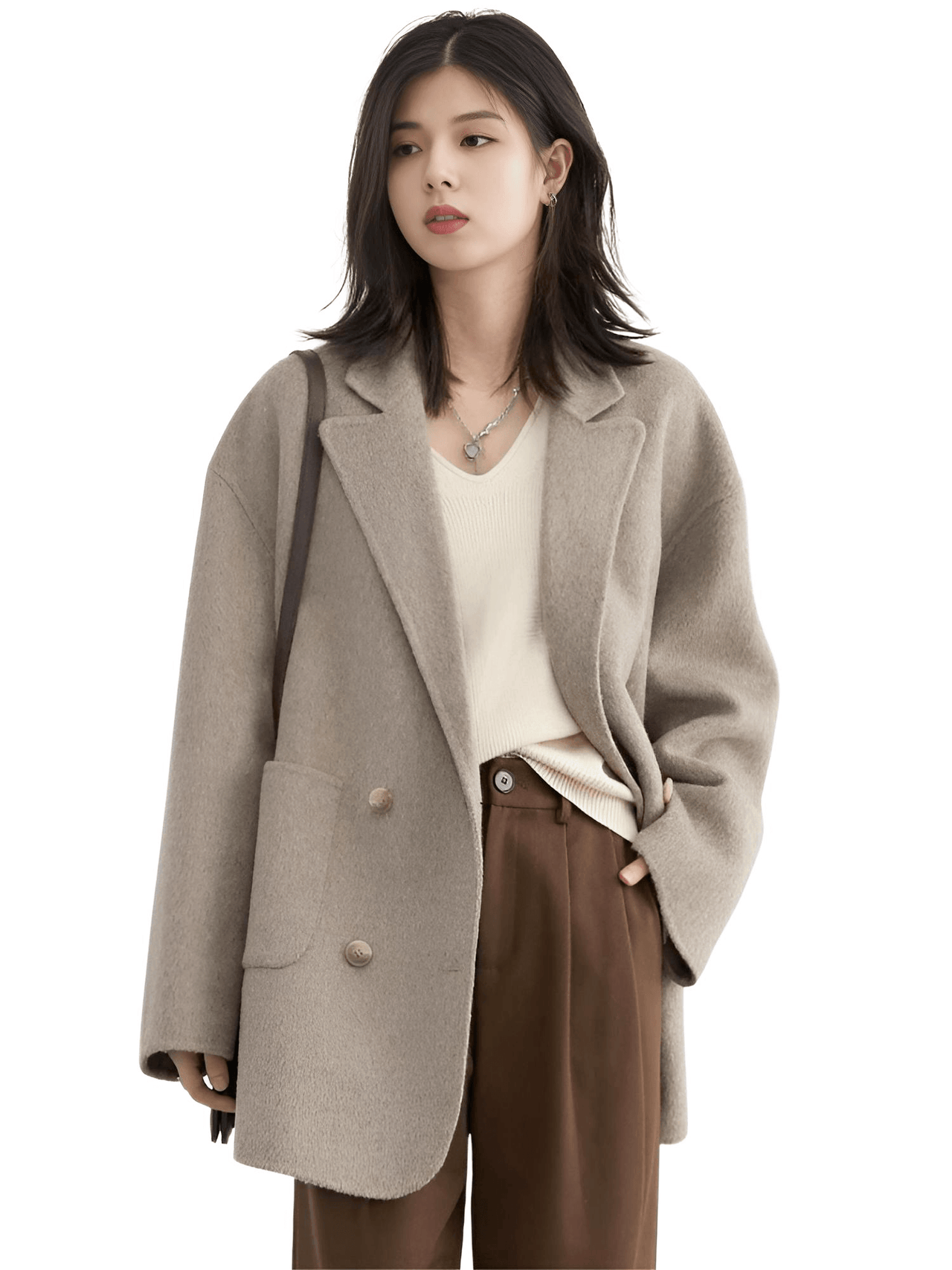 Women's Woolen Coats Loose Casual Double Breasted Retro Jacket Office Lady Outerwear -, Coats & Jackets , Drestiny , Australia, Brown, Canada, Coats, Dark Grey, Green, Grey, Jackets, L, Light Brown, M, New Zealand, S, United Kingdom, United States, XL, XXL , Drestiny , www.shopdrestiny.com