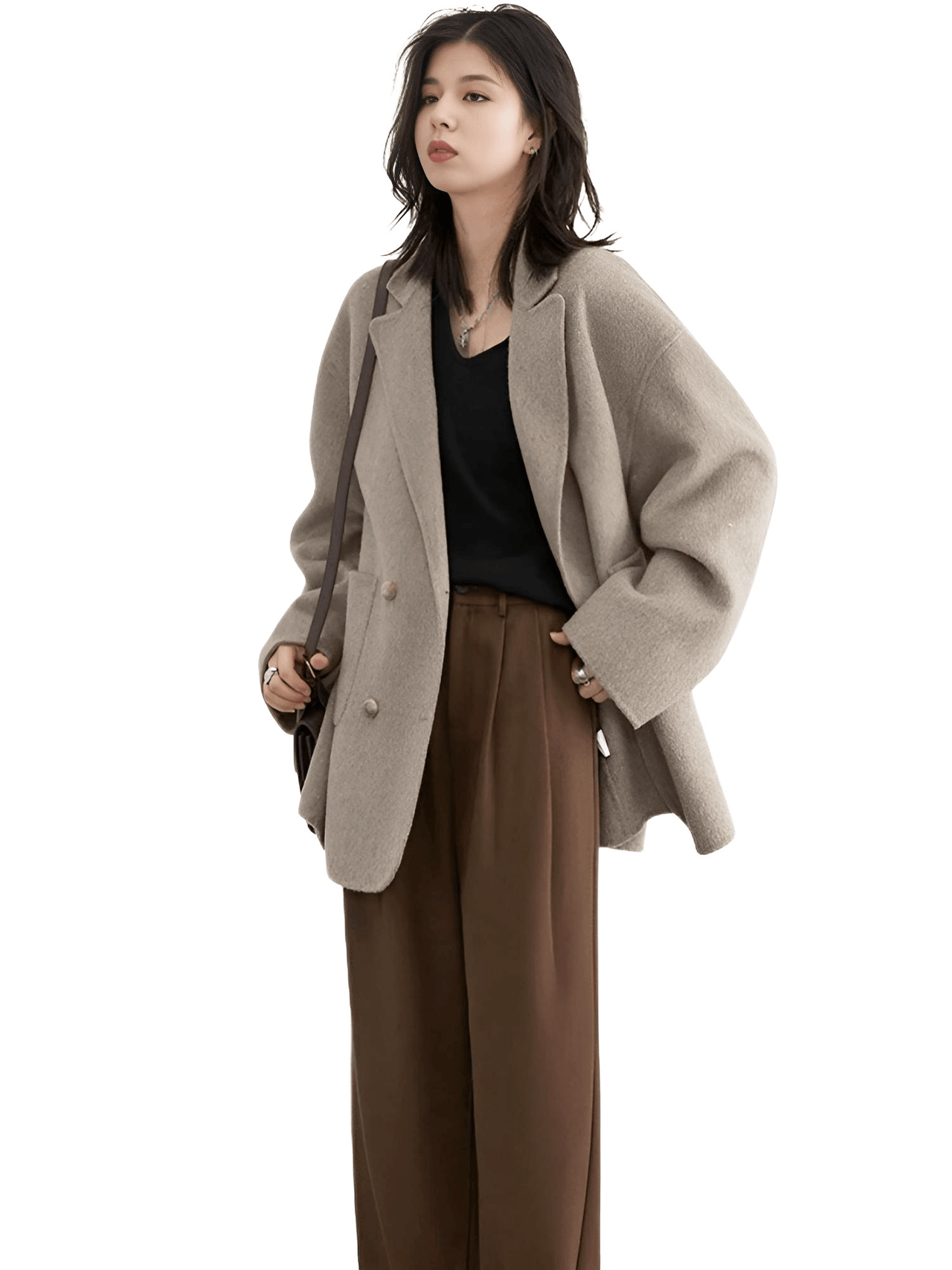 Women's Woolen Coats Loose Casual Double Breasted Retro Jacket Office Lady Outerwear -, Coats & Jackets , Drestiny , Australia, Brown, Canada, Coats, Dark Grey, Green, Grey, Jackets, L, Light Brown, M, New Zealand, S, United Kingdom, United States, XL, XXL , Drestiny , www.shopdrestiny.com