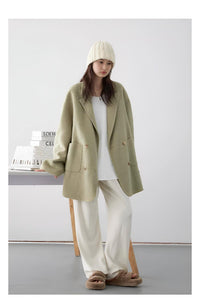 Thumbnail for Women's Woolen Coats Loose Casual Double Breasted Retro Jacket Office Lady Outerwear -, Coats & Jackets , Drestiny , Australia, Brown, Canada, Coats, Dark Grey, Green, Grey, Jackets, L, Light Brown, M, New Zealand, S, United Kingdom, United States, XL, XXL , Drestiny , www.shopdrestiny.com