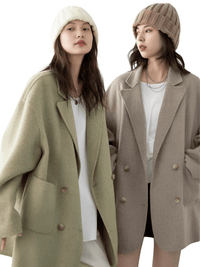 Thumbnail for Women's Woolen Coats Loose Casual Double Breasted Retro Jacket Office Lady Outerwear -, Coats & Jackets , Drestiny , Australia, Brown, Canada, Coats, Dark Grey, Green, Grey, Jackets, L, Light Brown, M, New Zealand, S, United Kingdom, United States, XL, XXL , Drestiny , www.shopdrestiny.com