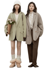 Thumbnail for Women's Woolen Coats Loose Casual Double Breasted Retro Jacket Office Lady Outerwear -, Coats & Jackets , Drestiny , Australia, Brown, Canada, Coats, Dark Grey, Green, Grey, Jackets, L, Light Brown, M, New Zealand, S, United Kingdom, United States, XL, XXL , Drestiny , www.shopdrestiny.com