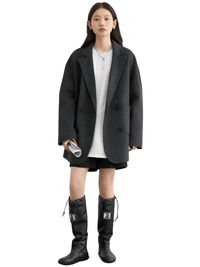 Thumbnail for Women's Woolen Coats Loose Casual Double Breasted Retro Jacket Office Lady Outerwear -, Coats & Jackets , Drestiny , Australia, Brown, Canada, Coats, Dark Grey, Green, Grey, Jackets, L, Light Brown, M, New Zealand, S, United Kingdom, United States, XL, XXL , Drestiny , www.shopdrestiny.com